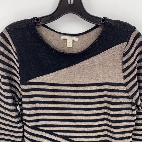 Dana Buchman Women's Brown & Black Stripe Lightweight Sweater Size Medium - Picture 2 of 10